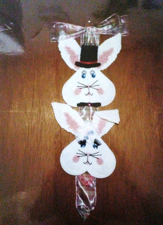 Easter Bunny Wall Hanging Plastic Canvas by Cathygiftsandthings