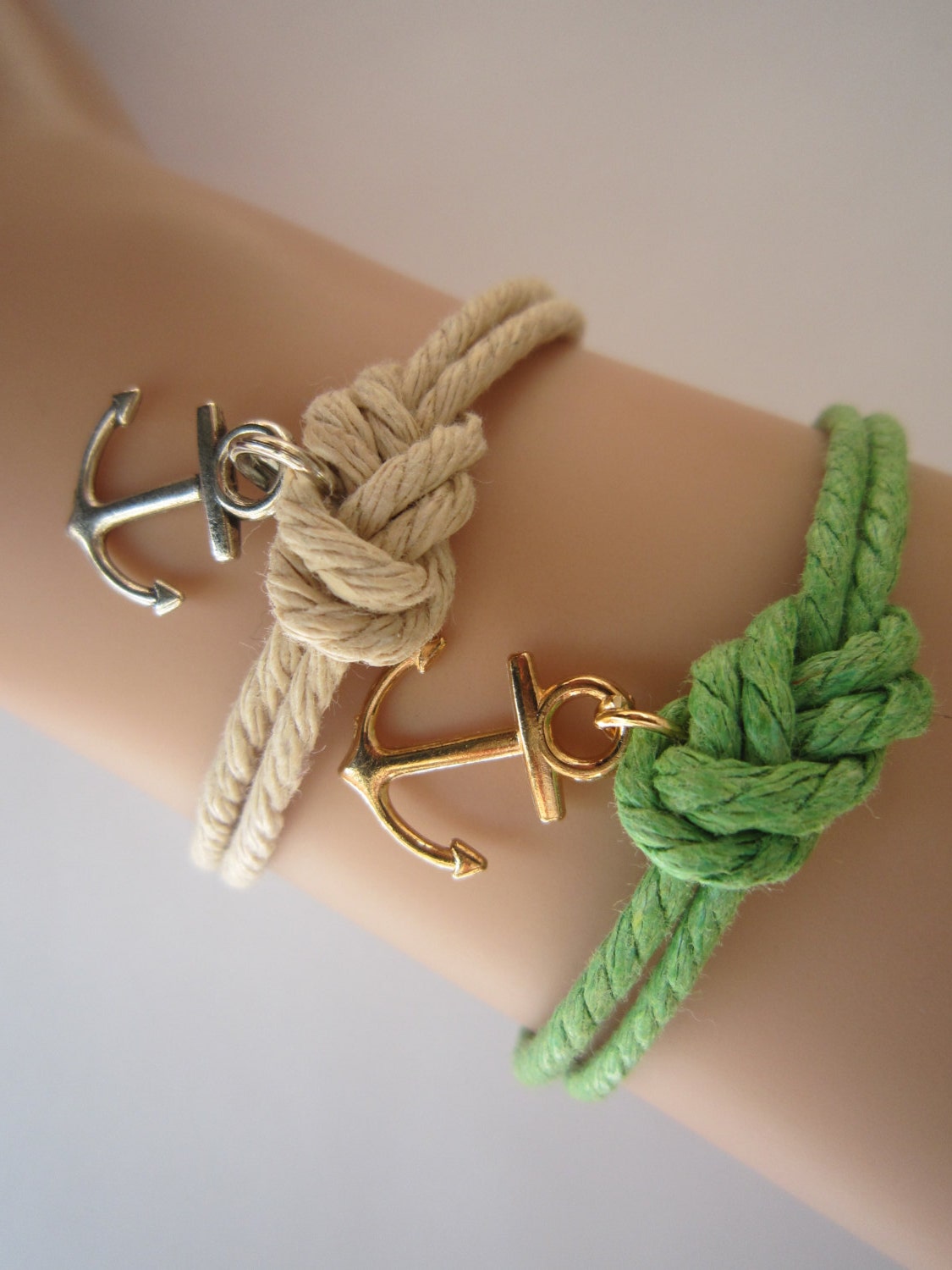 Anchor Bracelet, Sailors Knot Bracelet, Nautical Rope Bracelet, Infinity Bracelet, Bridesmaid
