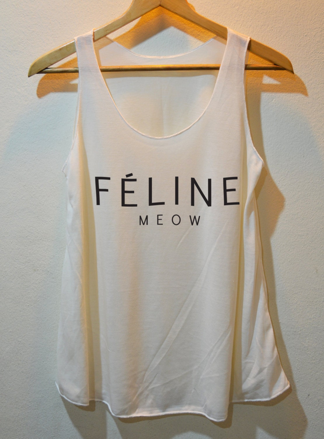 Feline Meow Inspired printed Shirt Tank Top Vest Ladies Small Large