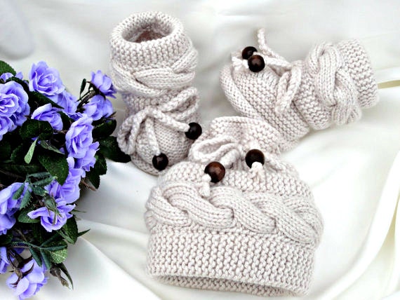 P A T T E R N  Knitting Baby Set Baby Shoes Knitted Baby Hat Pattern Baby Booties Baby Boy Baby Girl Pattern ( PDF file )
