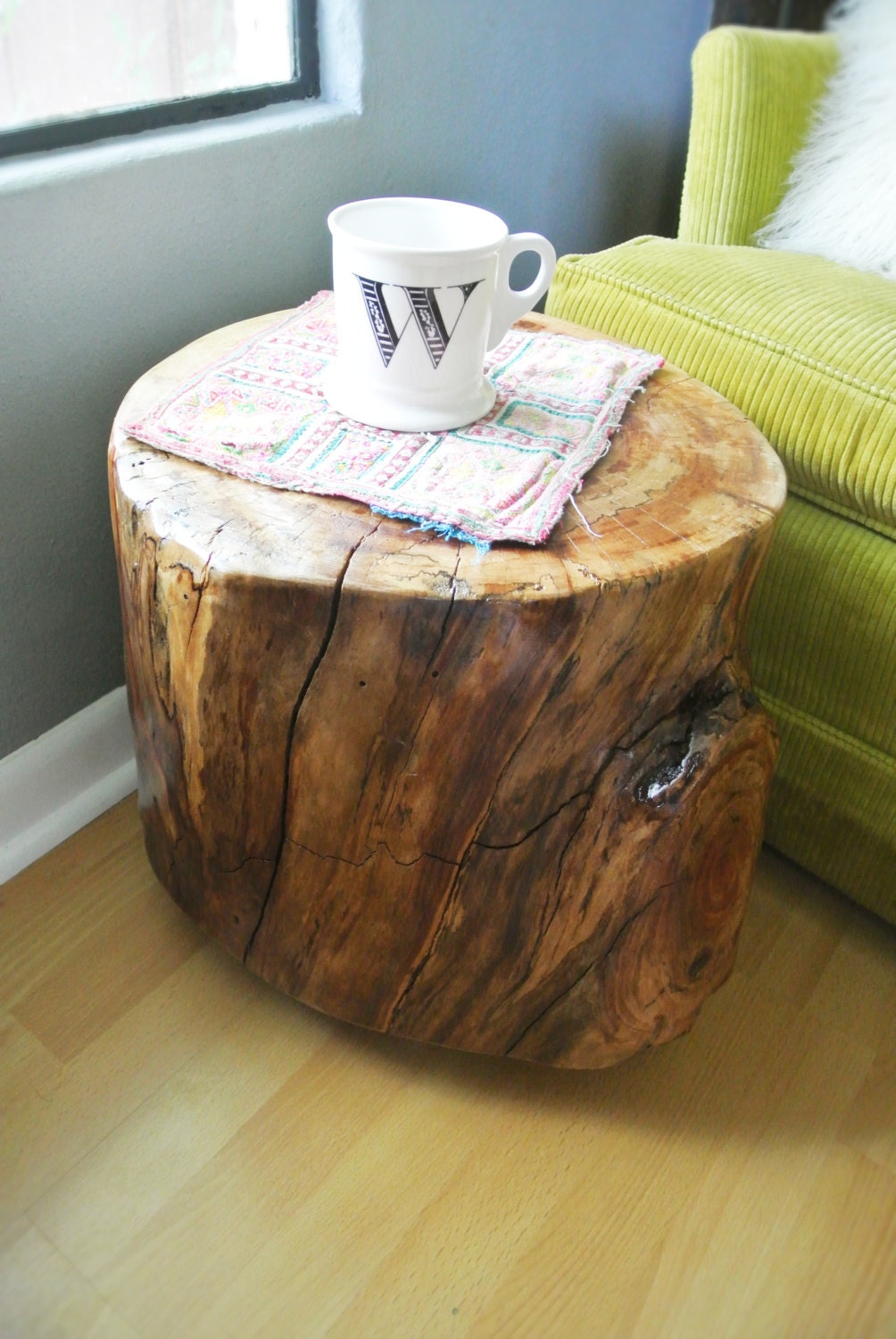 Items similar to handcrafted tree stump end table INDUSTRIAL modern