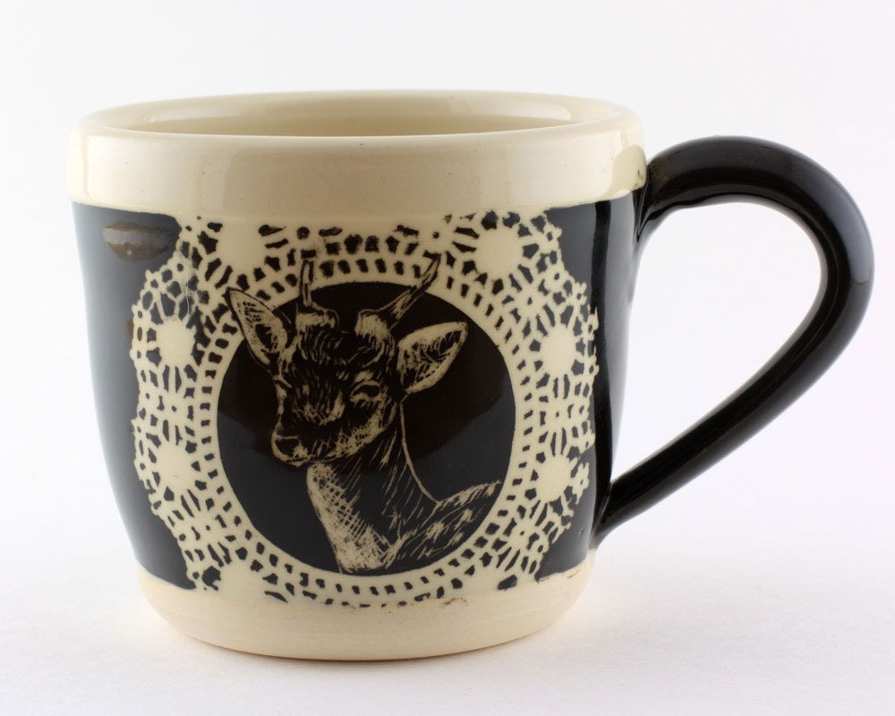 Black and White Animal Mug : Antlers No. 3