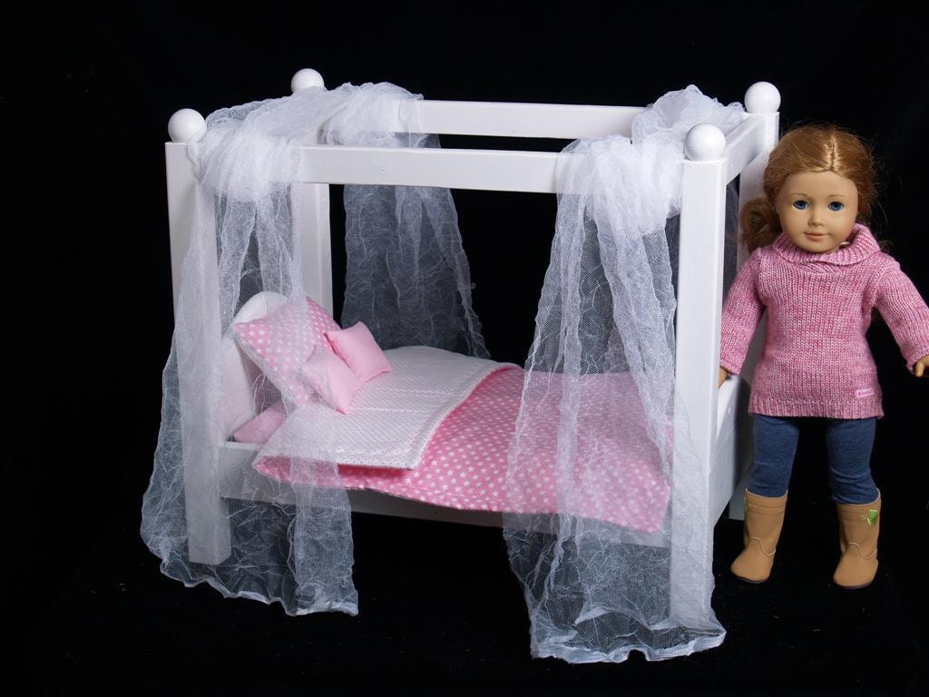 Items similar to Canopy Bed made for 18 Inch Doll with Pink & White