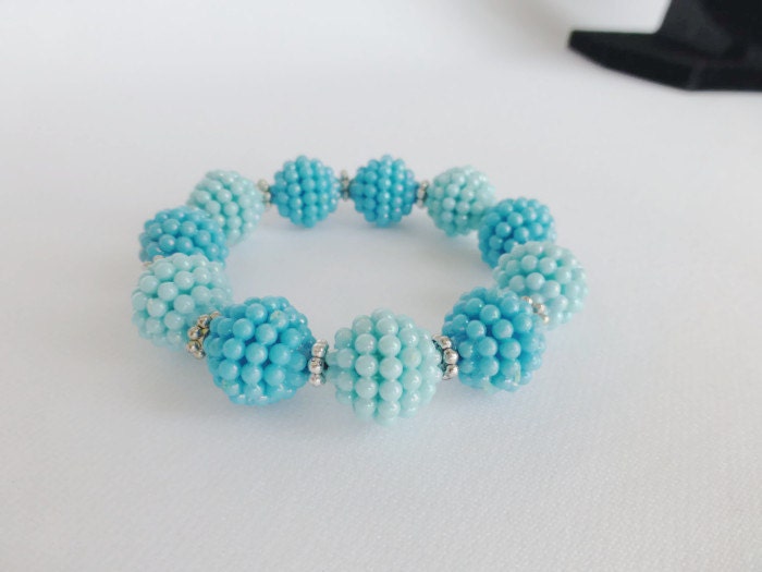 Blue Berry Bead Stretch Bracelet Stunning, Durable, Acrylic - DonkeyandTheUnicorn
