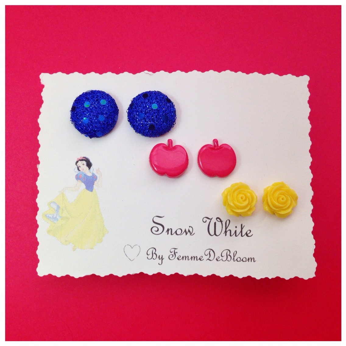 Disney's Snow White Handmade Earring Set Disney by FemmeDeBloom
