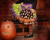 SPOOKY Halloween Double Layered Ruffle Twirl Skirt - Owls and Spiders - ChewChewsCloset