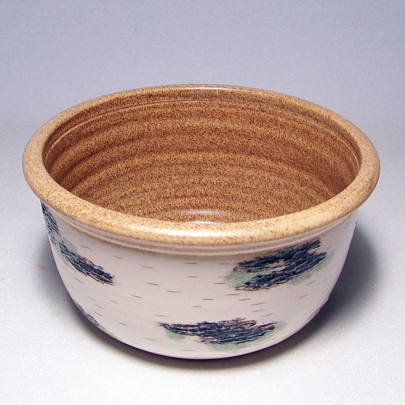 Birch Bark design 1 quart Pottery Serving Bowl Limited Series 59