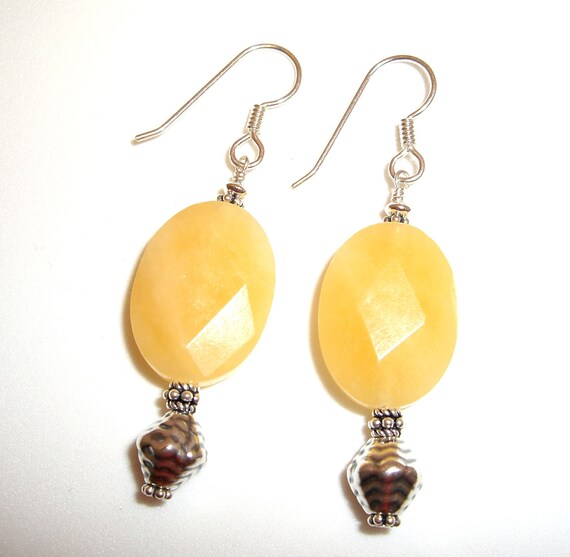 Items similar to Yellow Earrings, Yellow Jasper, Jasper Earrings, Earrings 25 or Under on Etsy