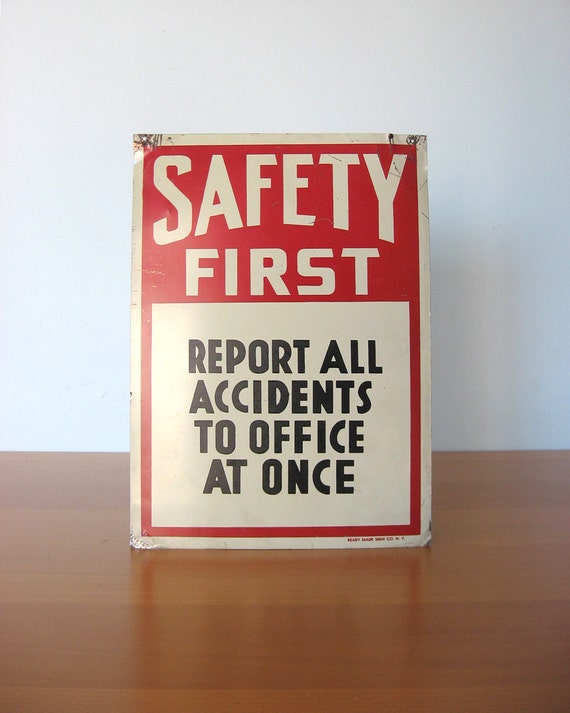 Vintage Safety Sign Industrial Factory By Vintageseventyfive