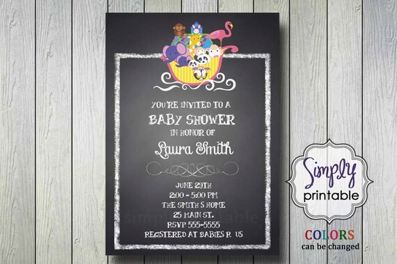 Chalkboard Noah's Ark Baby Shower Invitation Il_570xn