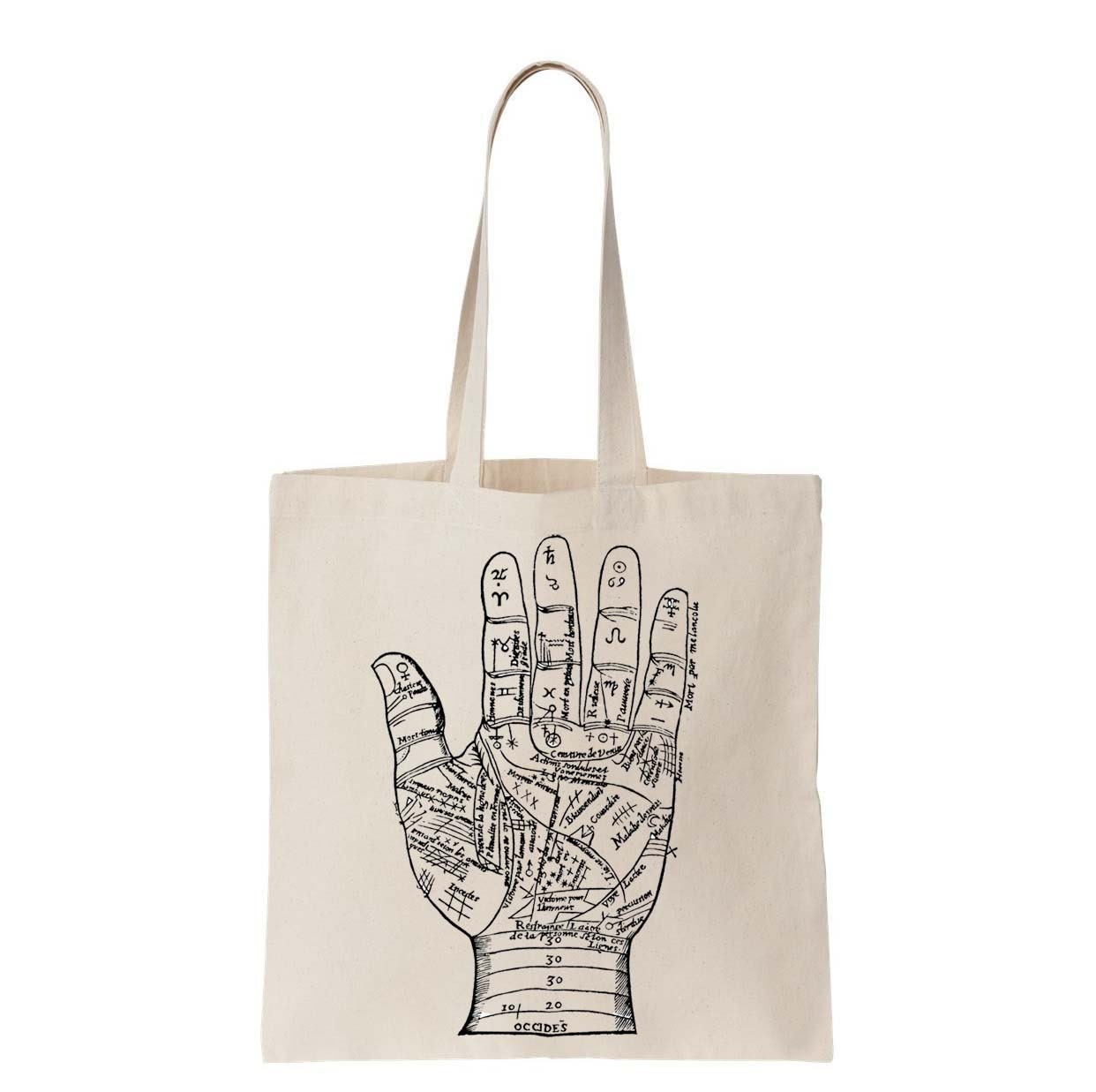 Palm Reader Cotton Canvas Tote Bag Screen Print