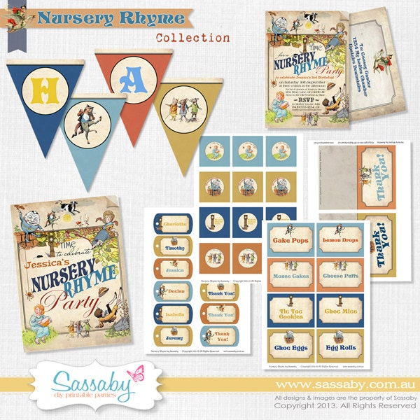 Nursery Rhyme Party Collection - Kids Birthday Party - DIY PRINTABLE PARTY by Sassaby Il_570xn
