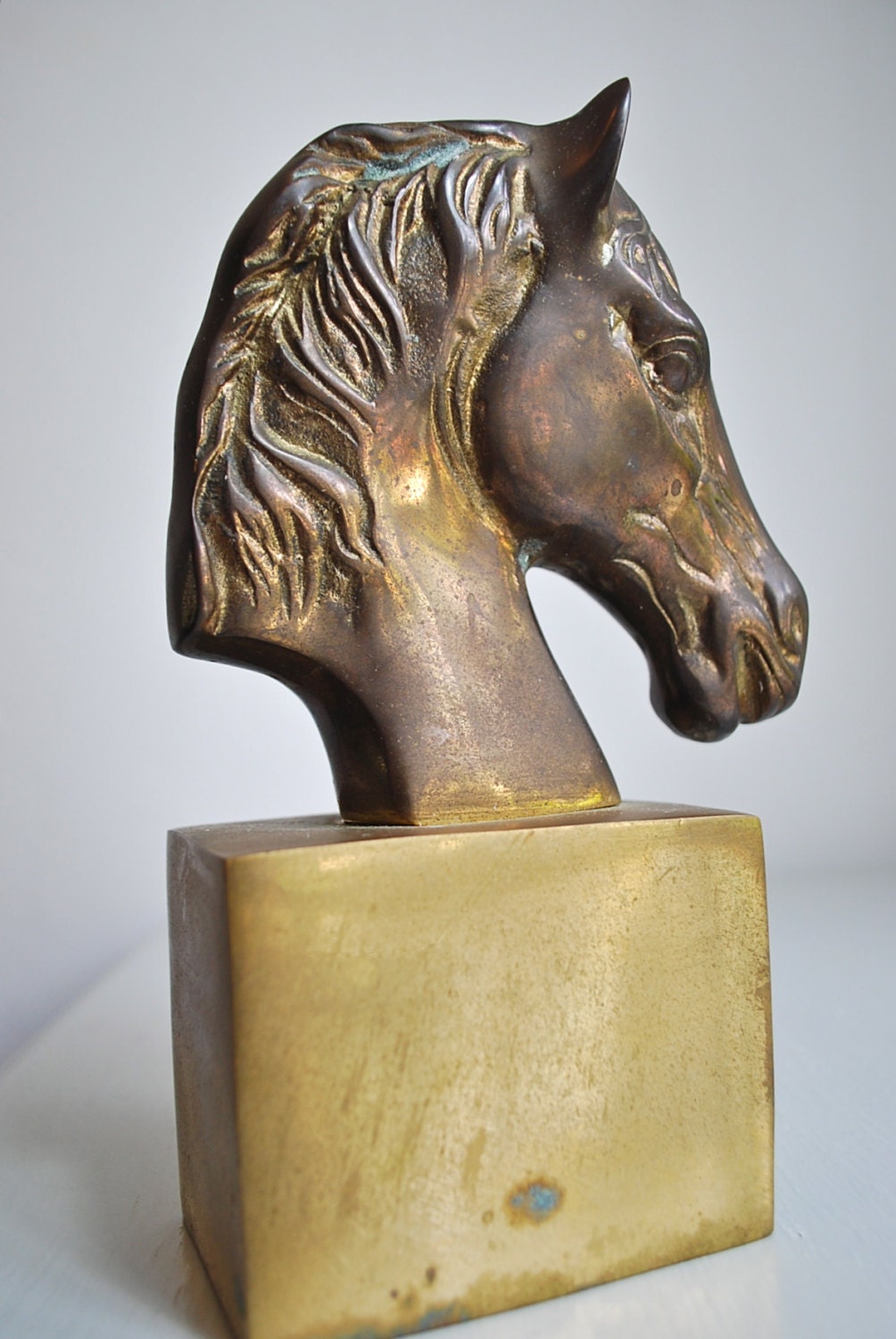 1960's Modernist Brass Horse Sculpture Bookend