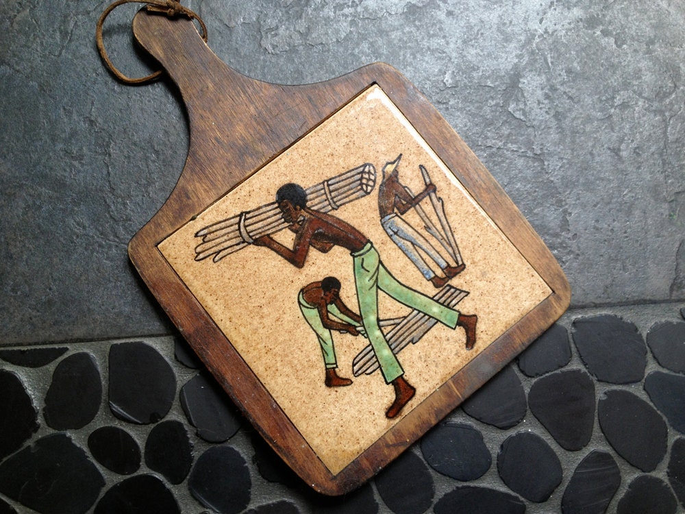 Wood and Tile Trivet Jamaican Jamaica African by elliemayhems