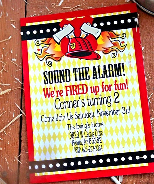 Fireman INVITATIONS - Fire Department - Fire Fighter party- Fire Man - Fire Woman- Boys Birthday - Krown Kreations & Celebrations Il_570xn