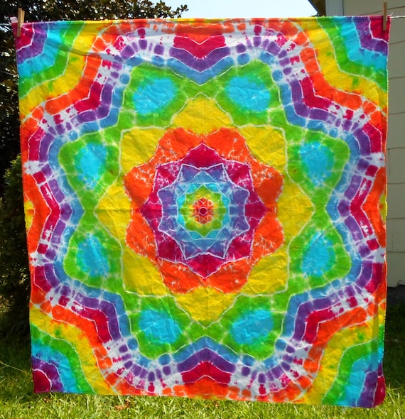 Rainbow Lotus Flower Tie Dye Wall Tapestry & by JTribeCreations