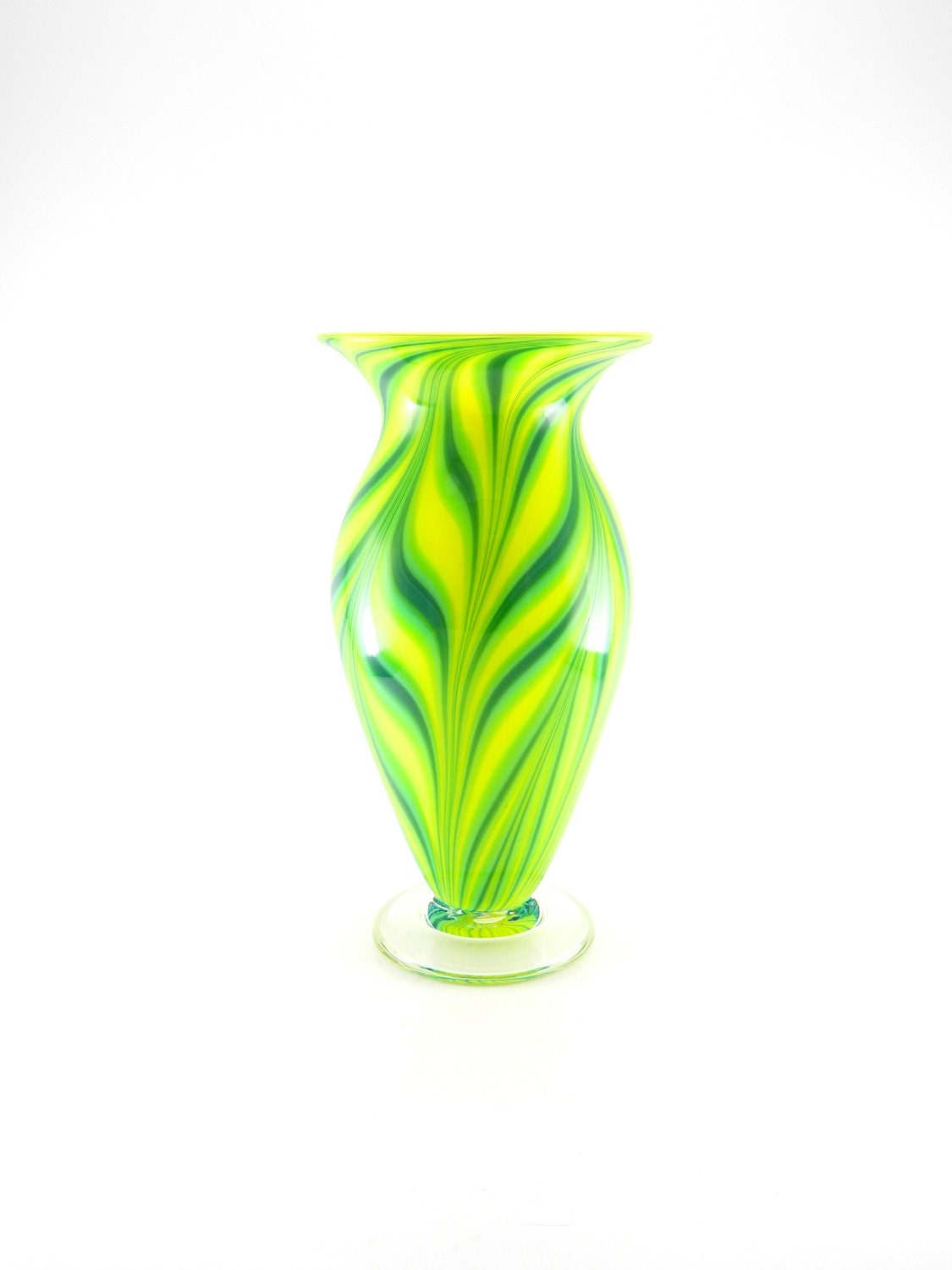 Hand Blown Art Glass Vase Bright Lemon Yellow by ParadiseArtGlass