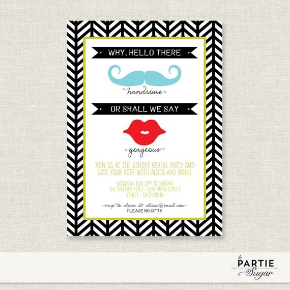 Baby Gender Reveal Party - Little Miss or Mister Invite - PRINTABLE Il_570xn