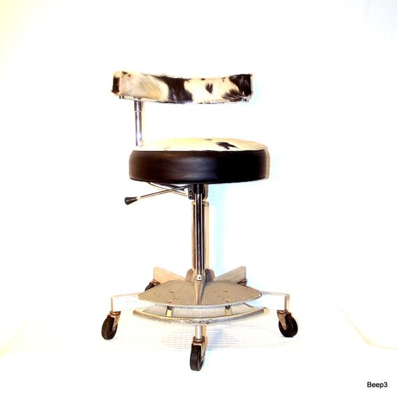 Vintage Industrial Chair Adjustable Metal Stool by CityBeepster