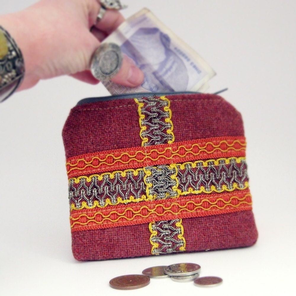 Red purse handmade fabric coin purse gadget by MartisanneHandmade