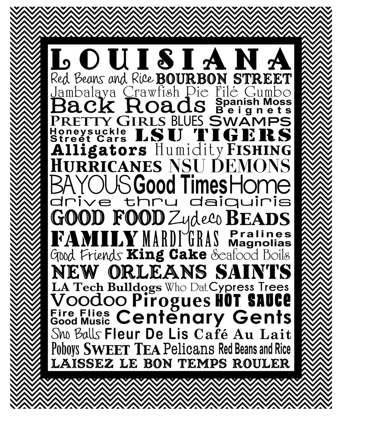 Items similar to Louisiana Words Solid Color on Etsy