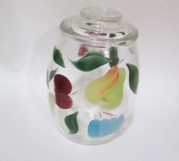 Fruit Decorated Cookie Jar Collins Clear by PopCulturelle