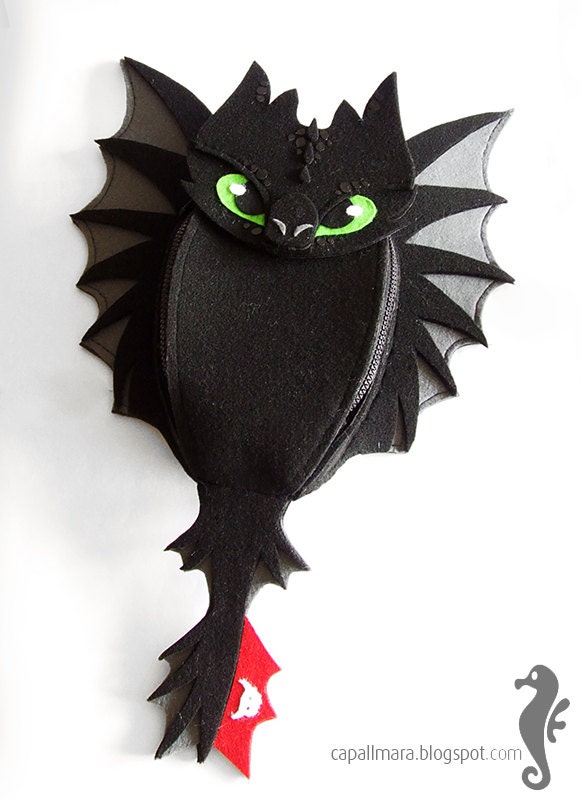 Backpack Toothless - SMALL for child - funny, cute black dragon - felt - wings - for fan - how to train your dragon - MADE to ORDER - CapallMara
