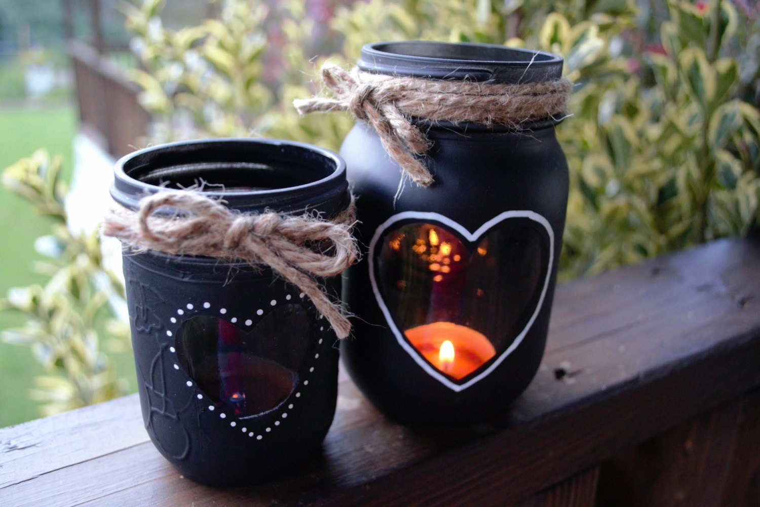 Chalkboard Mason Jar Candle Holders / Hearts and Twine - ArtisticallyAshley