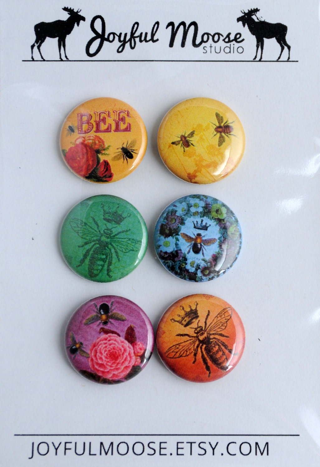 Scrapbook Flair Badges Vintage Epherma Bees Roses Crowns - JoyfulMoose