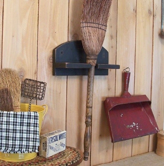Primitive Farmhouse Broom Holder Bracket Utility by Sawdusty