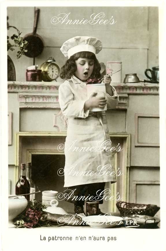 Little Chef, Culinary Theme, Cooking Image - Instant Digital Download Postcard D131A - AnnieGees