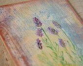 Lavandula painting, milfoil picture, shabby chic vintage floral painting, herbs botanical painting wooden board - vikisflowers
