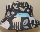 Kids Child Children Reversible Fabric Bucket Hat Gray Zoo - thomaspark