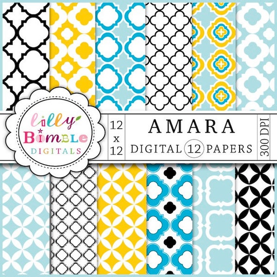Amara Digital Papers Quatrefoil lattice work for photo cards, stationary Il_570xn