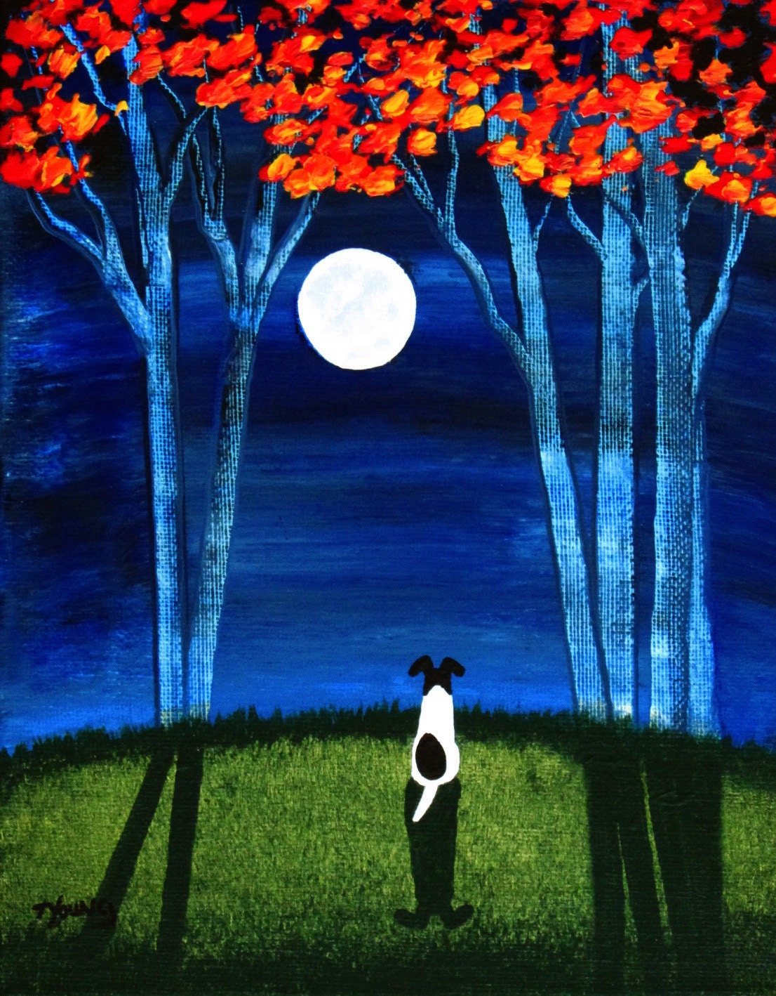 Smooth Fox Terrier Dog Folk art painting by Todd by ToddYoungArt