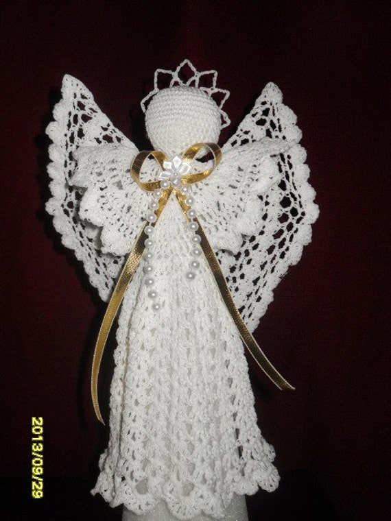 Items similar to Beautiful Hand crochet White angel Tree topper