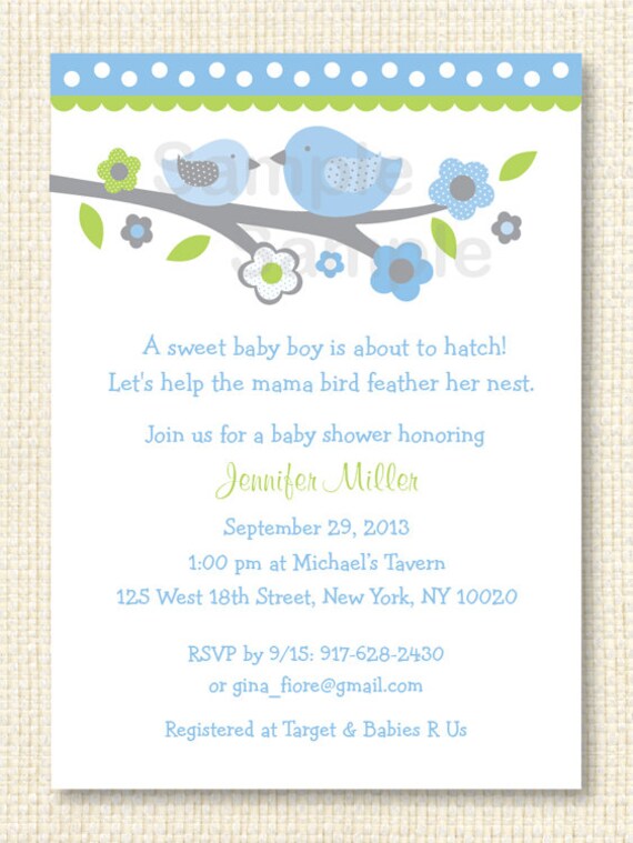Bird Baby Shower Invitation Printable
