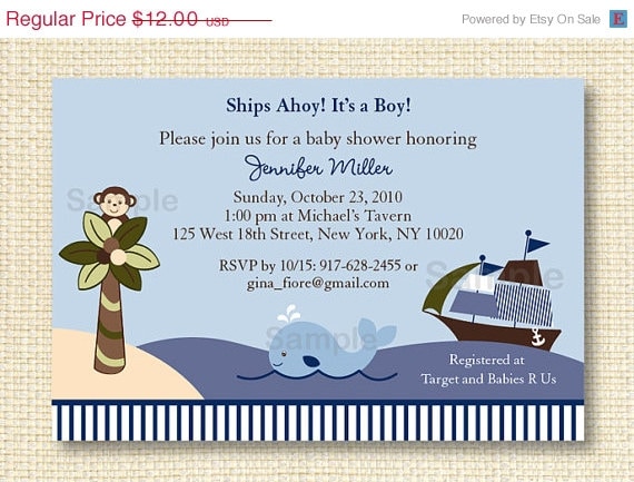 ON SALE Ahoy Mate Baby Shower Invitation Printable Il_570xn