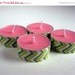 Tea Light Candles, Watermelon Scented, soy wax, 4 pack, decorated, pink and green, stripes