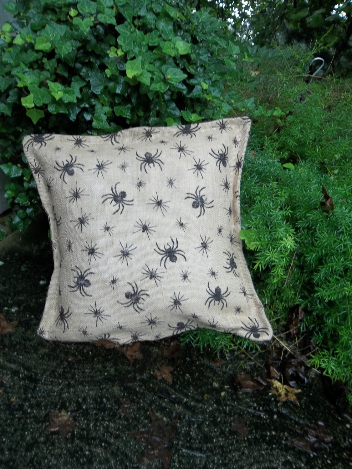 Halloween Burlap Pillow Throw Decorative Pillows by misshettie