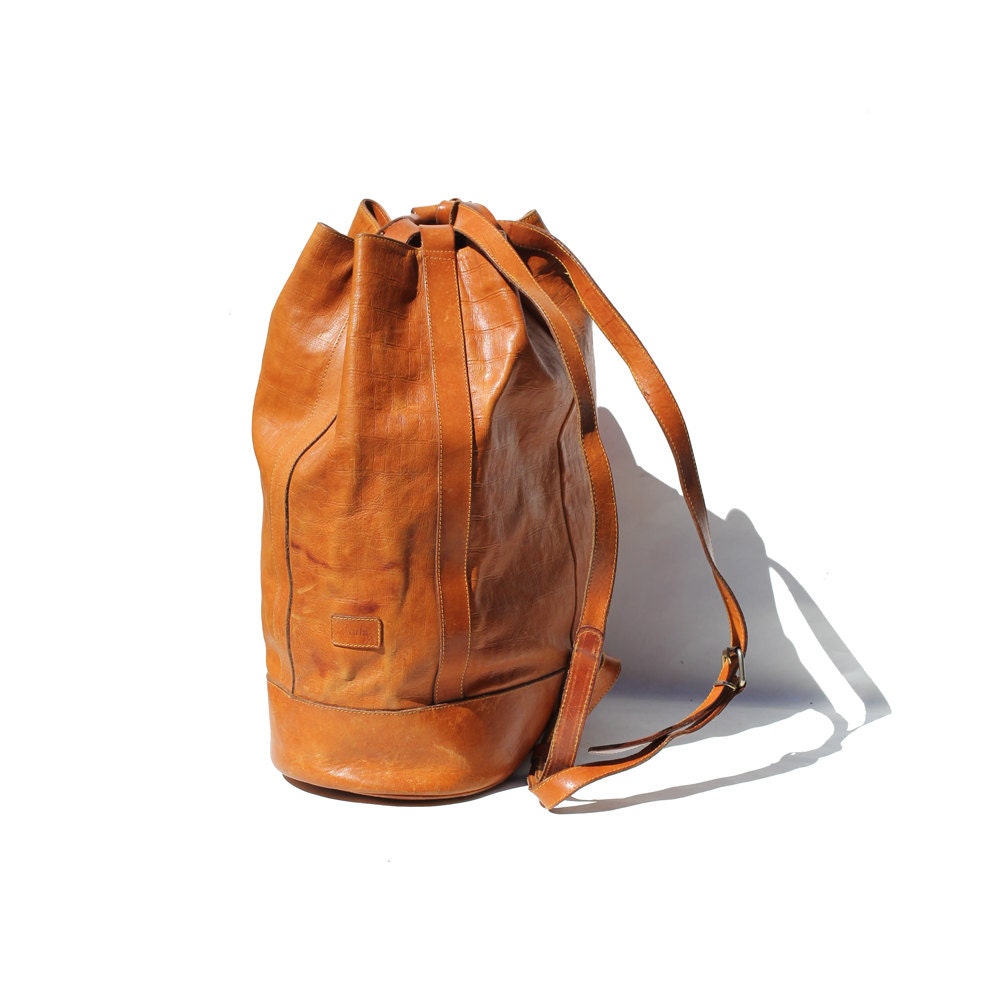 Mocha Brown Italian Leather Sling Backpack Bag