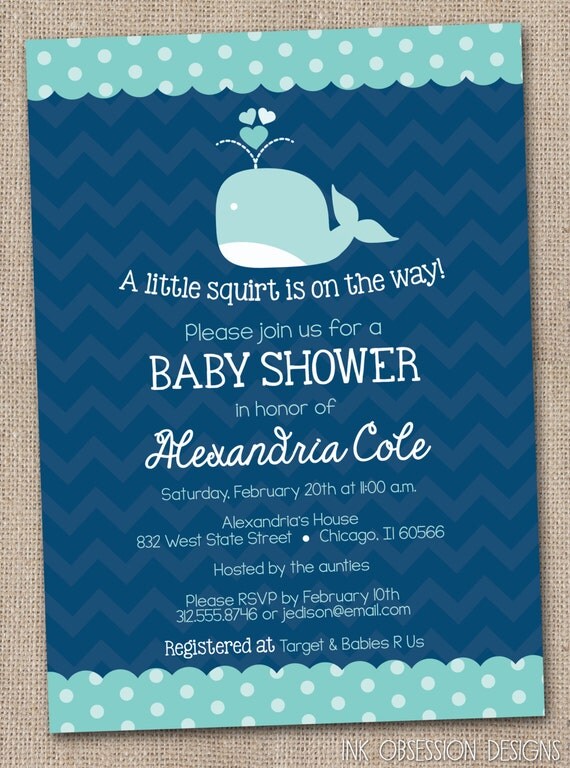 Boys Baby Shower Invitation Printable Blue Whale Il_570xn
