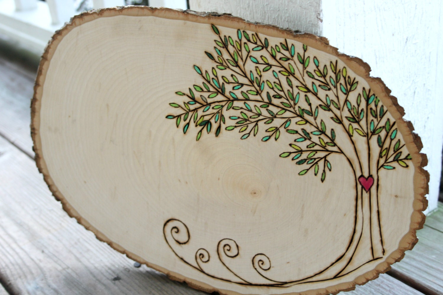 Wedding Guest Book Alternative - Woodburned Tree Slice - Can be personalized