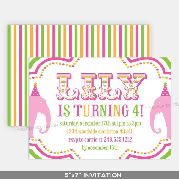 CARNIVAL BIRTHDAY - Printable 5"x7" Invitation - Cute Carnival Collection by Make Life Cute Il_570xn