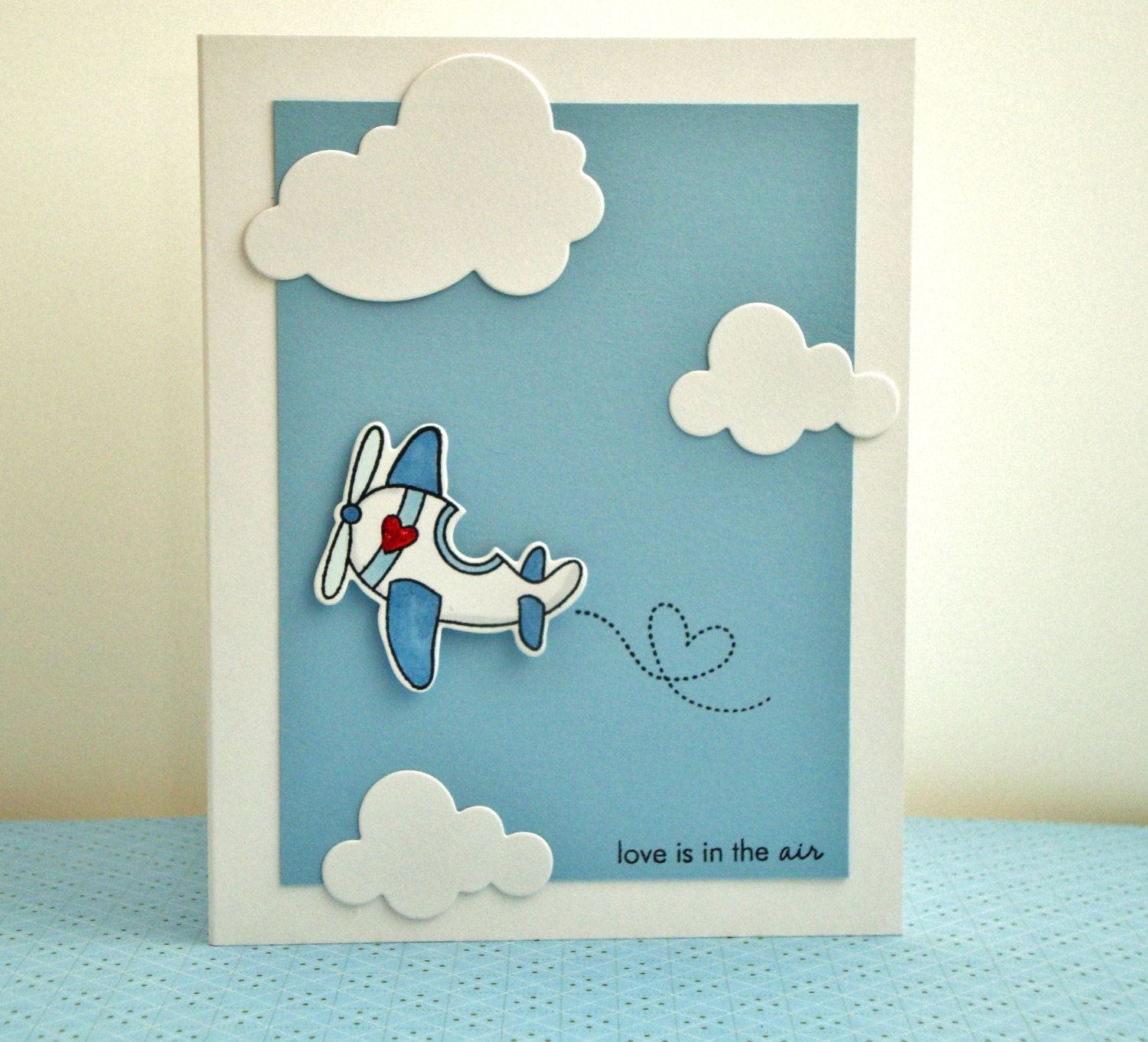 Valentine Card, Love Is In The Air Valentine Card, Airplane Valentine Card, Cute Valentine Card - ThePaperMenagerie