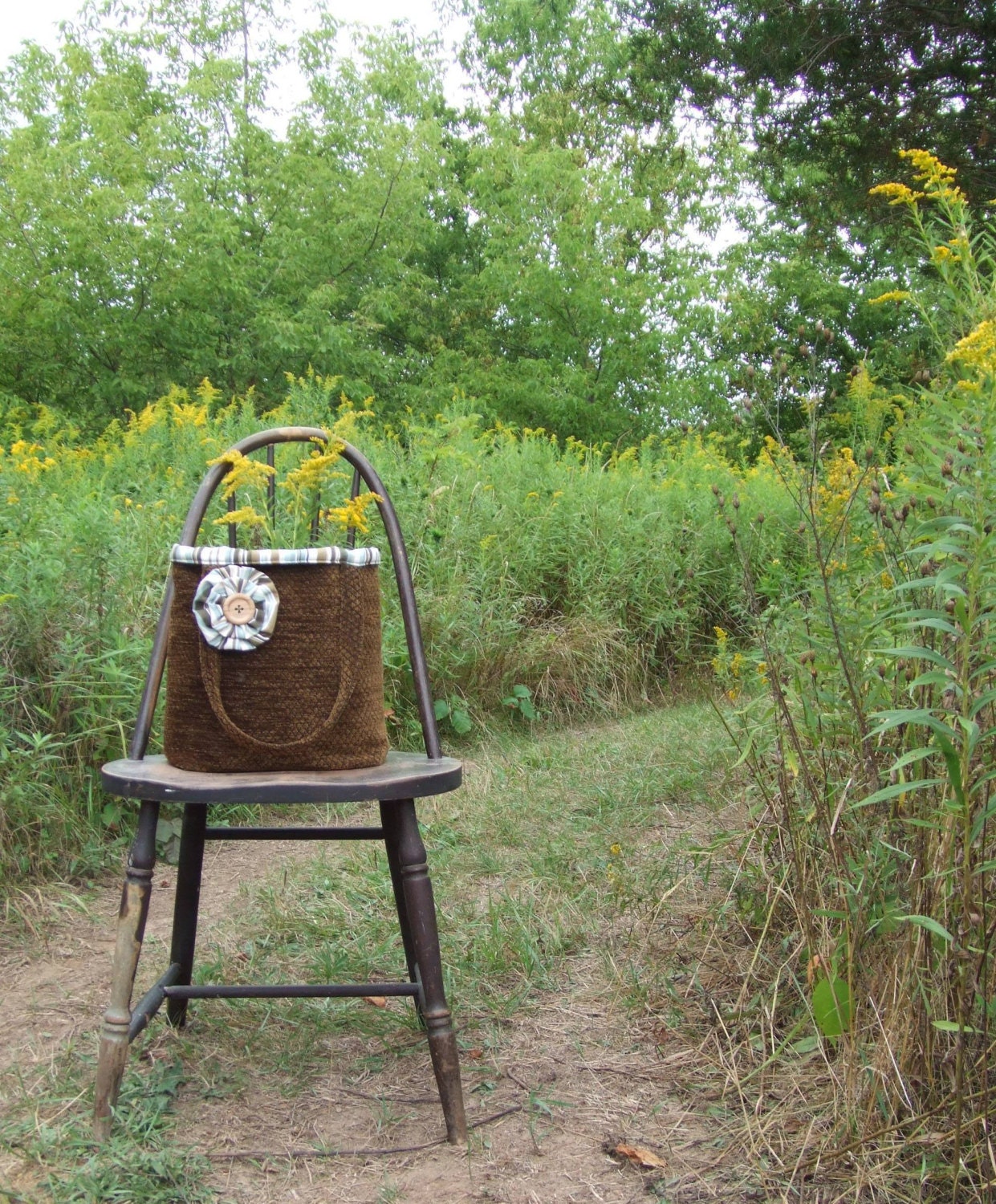 Woodland Moss Tote Bag - Reversible Stripe Book Bag, Carry All Totebag Purse Handbag - JannysGirl