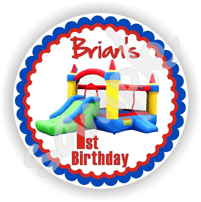 40 Thank You 2 inch circle Stickers - Birthday - Baby Shower - Envelope Seal - Address Label - Bouncy House Theme - Personalized Il_570xn