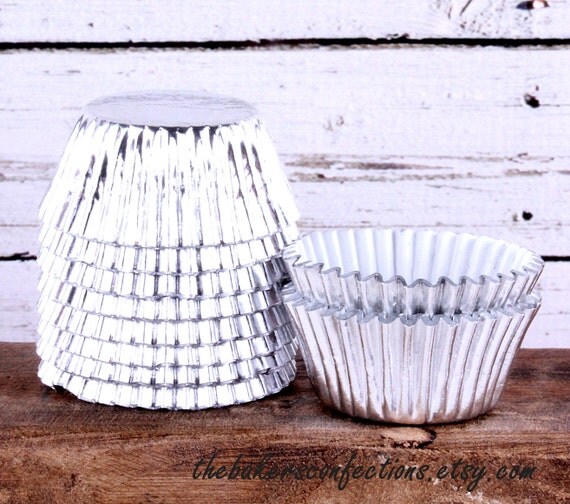Mini Silver Foil Cupcake Liners Mini Foil by thebakersconfections