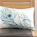 Lumbar pillow blue indigo peacock feather Throw cushion covers cases shams fabric covers UK designer fabric One 12 x 18 inch handmade