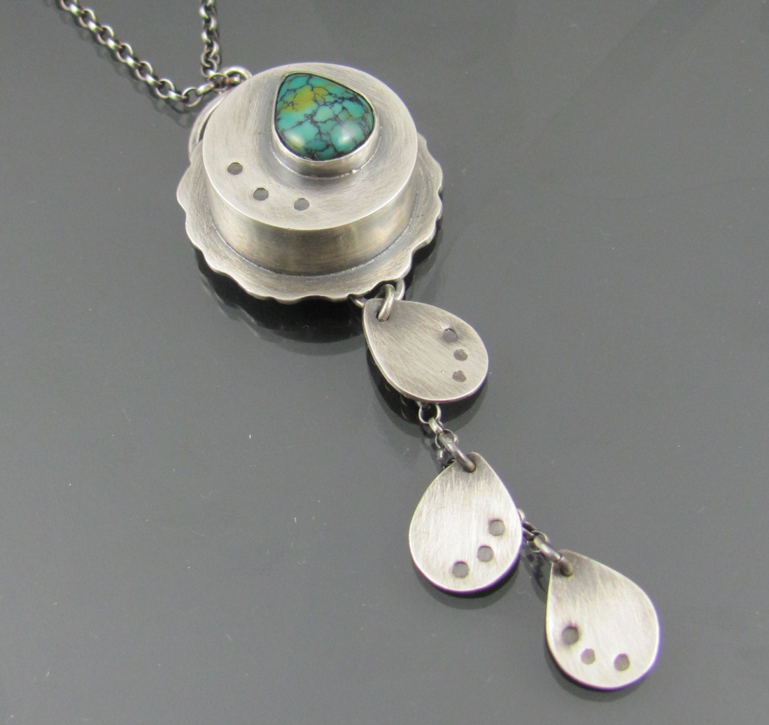 Turquoise rain sterling silver necklace - turquoise necklace - gemstone necklace - blue rain necklace - hallmark necklace - NRjewellerydesign